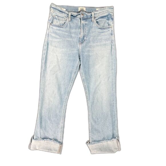 Citizens Of Humanity Denim - Citizens of Humanity Light Wash Raw Hem Jeans 29 High Rise Straight Crop Y2K